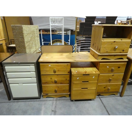 3111 - Pine Dressing Table, Bedside & 2 Filing Cabinets