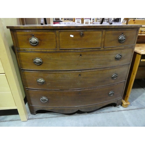 3118 - Victorian Mahogany Bow Front 3 Over 3 Drawer Chest