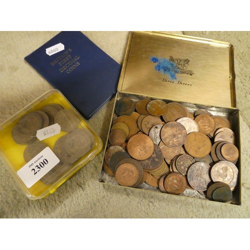 2300 - A Collection of UK Copper & White Metal Coins, Decimal Coin Set etc.