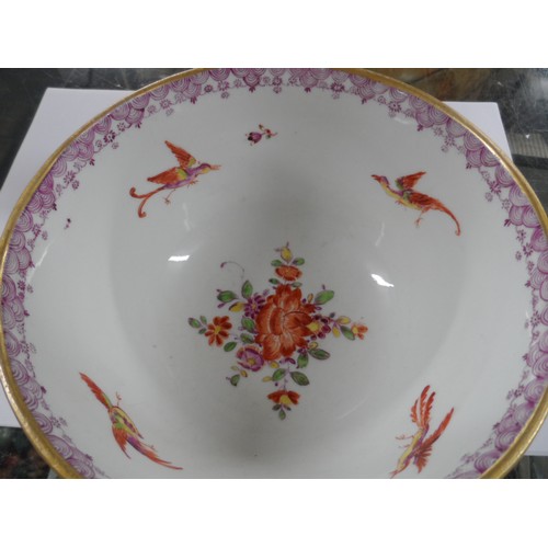 1218 - Antique Continental China Slop Bowl - Chinoiserie design.