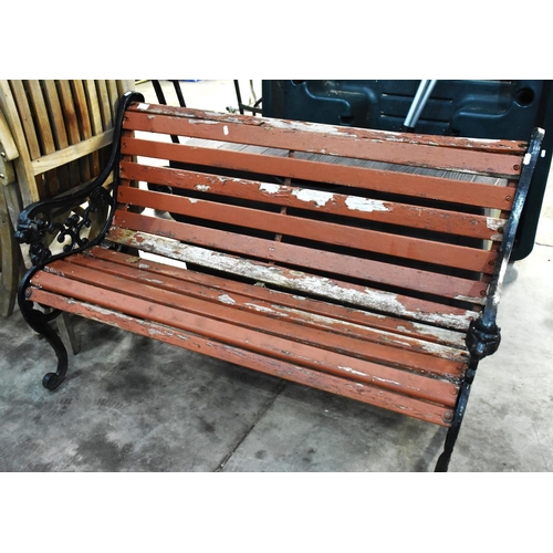 64 - Garden Bench  With Cast Metal Ends (approx 126cm)