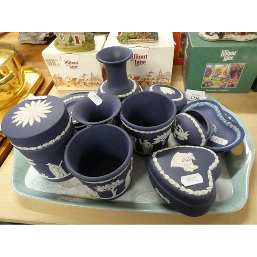 1256 - Tray Lot - Assorted Wedgwood Blue Jasper.