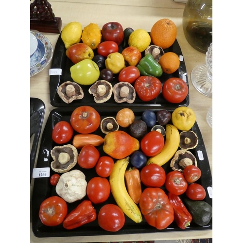 1264 - Two Trays of of Vintage Handpainted Ornamental Fruits & Vegetables.