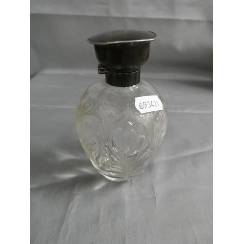 1354 - Silver Tortoise-shell Engraved Scent Bottle