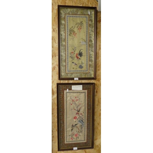 1597 - Two Framed Chinese Embroidered Silk Panels.