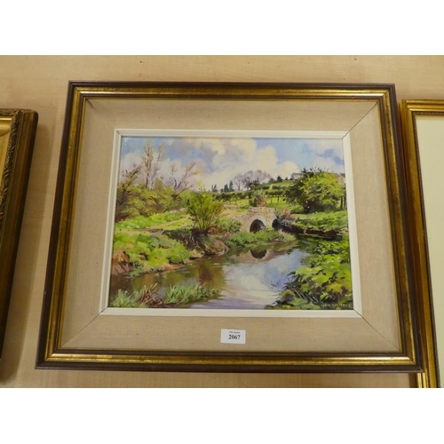 2067 - Framed Oil Painting - Bridge over Stream, signed Colin Turner 1983, approx 40 x 30cm.