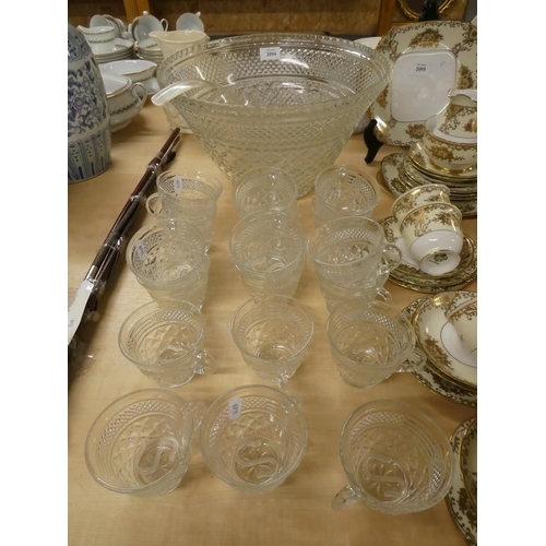 2094 - Large Punch Bowl, Ladle & Cups.