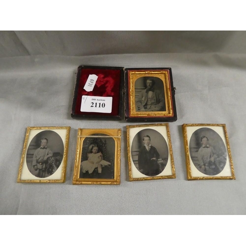 2110 - Five Antique Portrait Ambrotype Photographs.