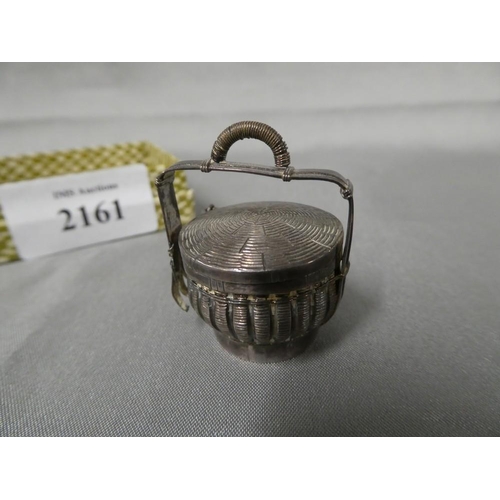 2161 - Small Chinese Silver Basket Shaped Trinket - Stamped HM 90.