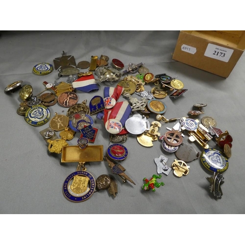 2173 - Box - Assorted Badges (military & other).