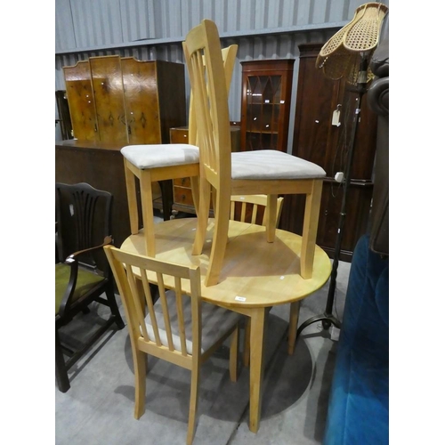 3073 - Beech Extending Dining Table and Four Chairs