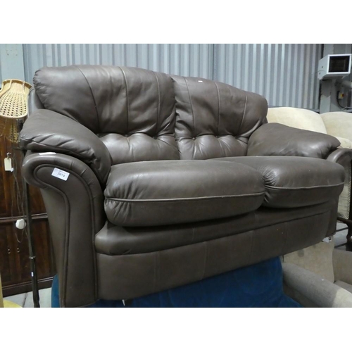 3074 - Brown Leather Sofa