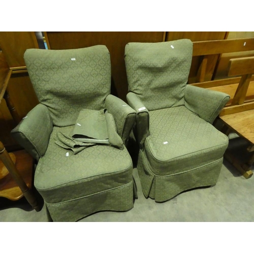 3085 - Pair of Vintage Loose Cover Armchairs