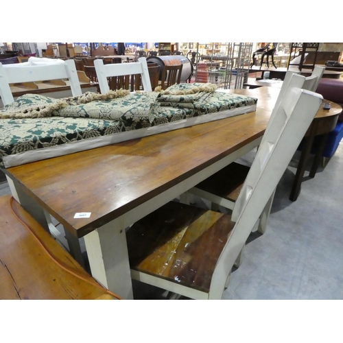 3097 - Painted Hardwood Dining Table and Four Chairs
Length: 150
Height: 76
Depth: 91
Dimensions in CM and ... 