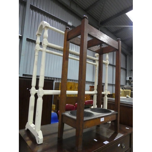 3116 - Painted Towel Rail and an Oak Stick Stand