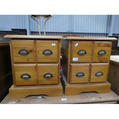 3119 - Pair of Pine Bedside Cabinets
Length: 39
Height: 46
Depth: 40 (same for both)
Dimensions in CM and a... 