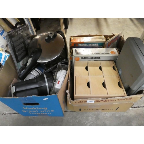 3558 - Two Boxes Assorted Tools and Kitchen Items