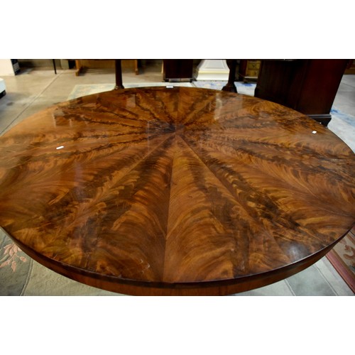 3100 - Victorian Figured Mahogany Circular Dining Table approx Diameter 137cm.
Height: 72cm
Depth: 137cm