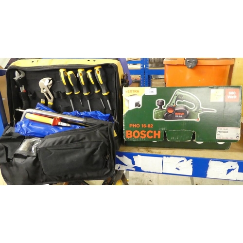 108 - Bosch Electric Planer, Rolson Tool Case and Assorted Tools