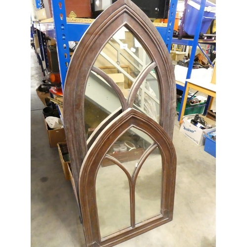 162 - Two Church Style Mahogany Framed Wall Mirrors