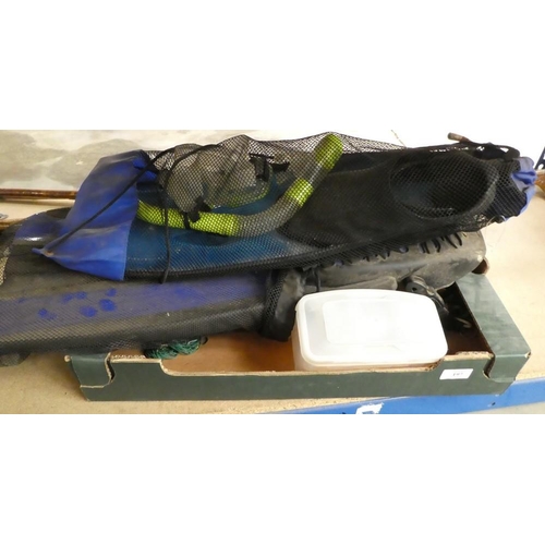 197 - Box of Diving Equipment including Flippers, Snorkel etc