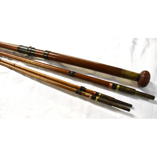 229 - 18ft Antique Green Heart 3 Piece Fishing Rod (with spare tip)