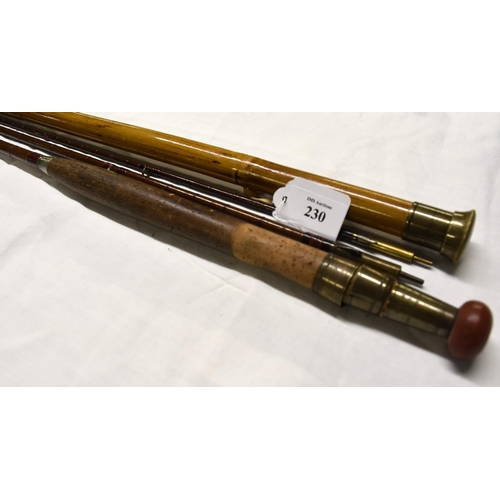 230 - Vintage Alex Martin Glasgow 10.5ft Fishing Rod with Bamboo Walking Stick/Tip Holder