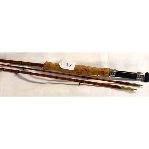 373 - Vintage R. Marrs of Falkirk 8.5ft 3 Piece Split Cane Fishing Rod