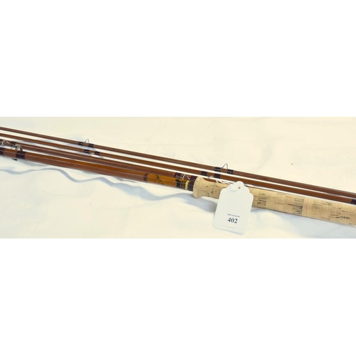 402 - Vintage J.S. Sharpe of Aberdeen 12.5ft 3 Piece Split Cane Fishing Rod with spare tip