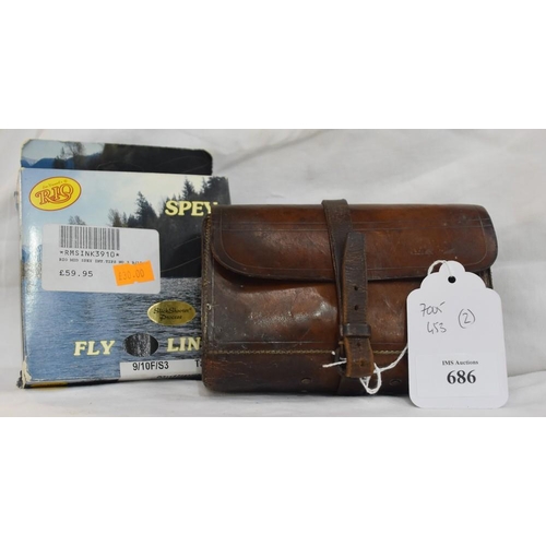 686 - Antique Leather Fly Wallet and a Pack of SPEY Fly Line