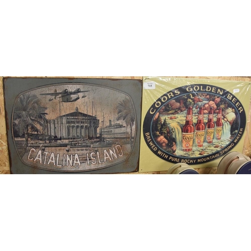 715 - 2 Advertising Tin Signs 'Catalina Island & Coors Golden Beer