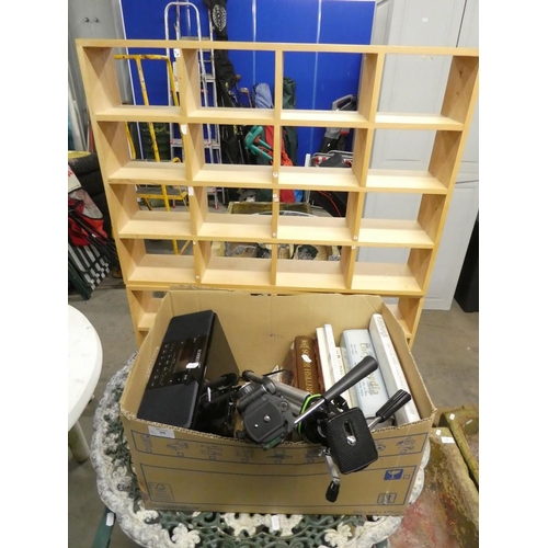 95 - 2 CD Racks, 2 Camera Tripods, Roberts CD Player & Books