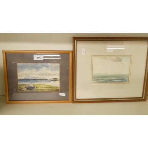 1093 - Two Framed Watercolours - Seascapes.