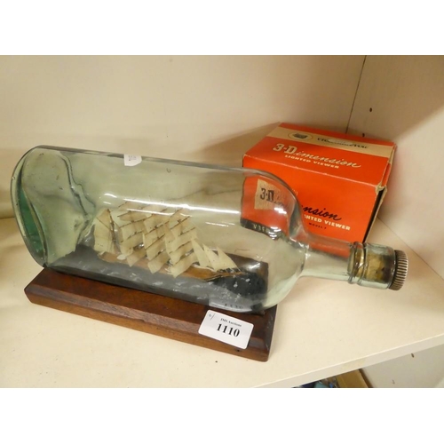 1110 - Vintage Sailing Ship in Bottle & Viewmaster Slide Viewer (no slides).