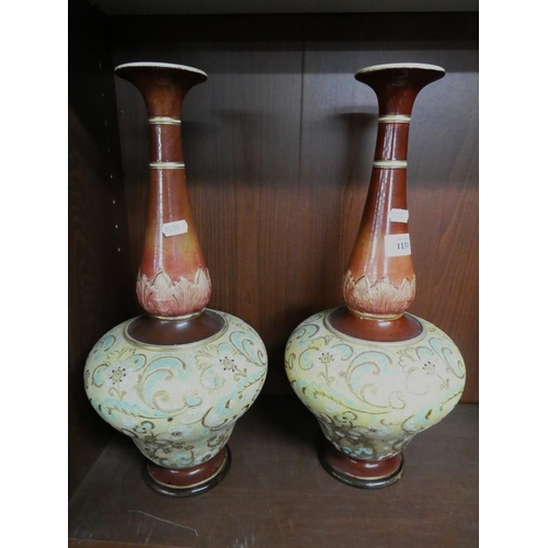 1131 - Pair of Doulton Lambeth Vases, approx 45cm tall.