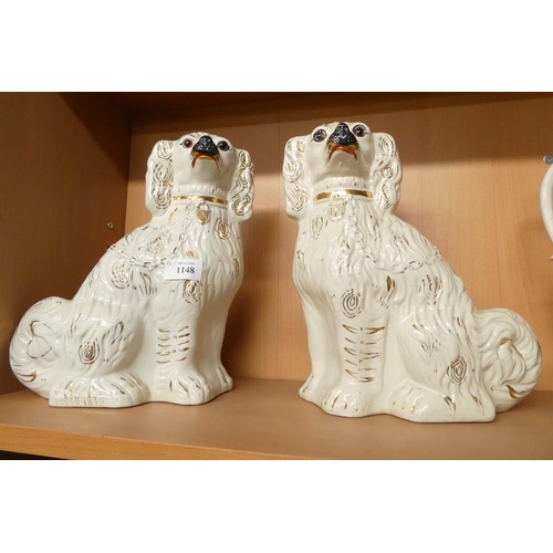 1148 - Pair of Victorian Pottery Mantel Dogs.