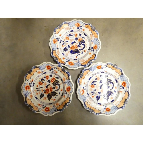 1153 - 3 Antique Stoneware English Imari Plates.