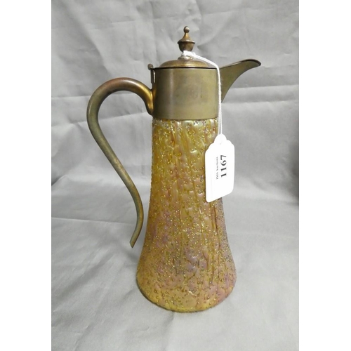 1167 - Loetz Style Glass Claret Jug with EP Mounts.