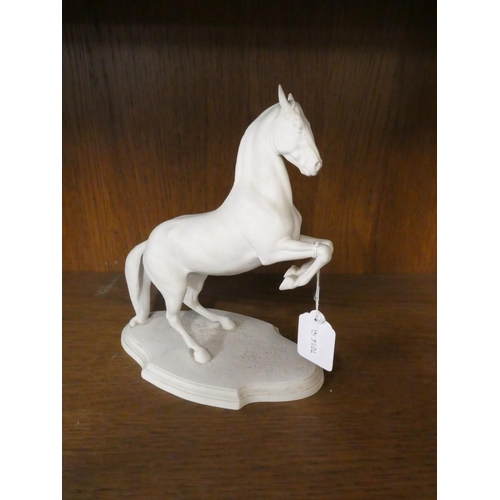 1597 - White Matt Porcelain Levade Horse, approx 23cm tall.