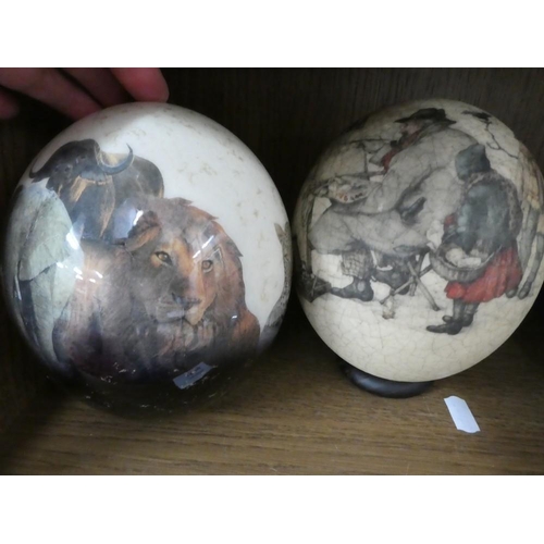 1599 - 2 Decorated Ostrich Eggs.