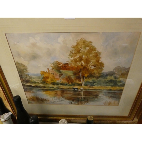 2084 - Framed Watercolour River Landscape Signed Digby, approx 53 x 41cm.