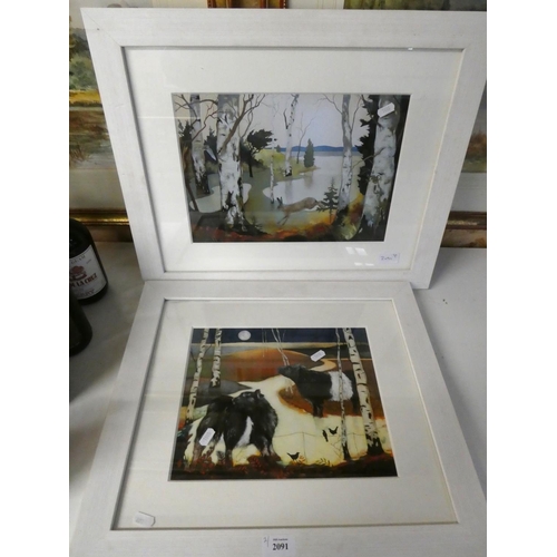 2091 - Two Framed Animal Prints.