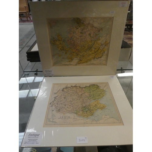 2099 - Antique Mounted Maps of Perth & Inverness.