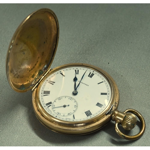 2583 - Rolled Gold Tavannes Hunter Pocket Watch, working