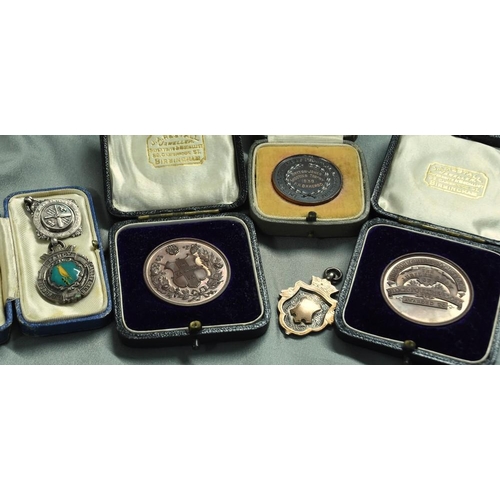 2599 - Box - White Metal, Silver & Bronze Medallions.