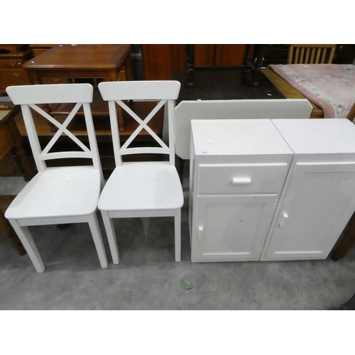 3061 - Pair of Painted Chairs, Two Painted Cabinets and a Painted Folding Table