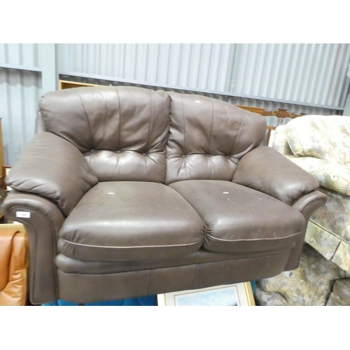 3069 - Brown Leather Sofa