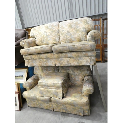 3072 - Pair Parker Knowle Two Seat Sofas and Stool