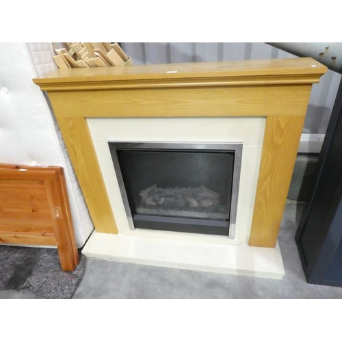 3074 - Electric Log Effect Fire with Light Oak Surround