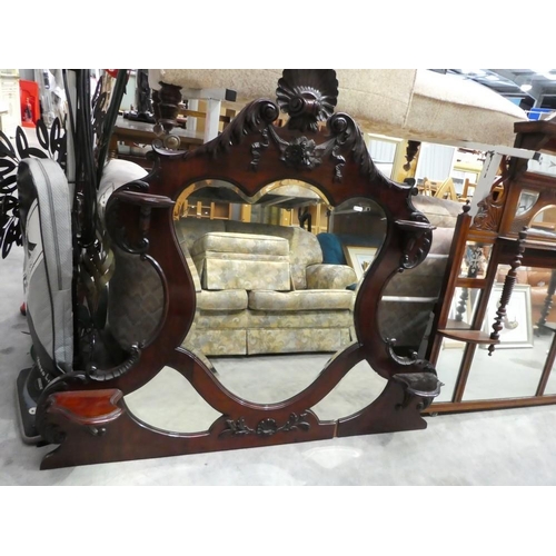 3077 - Victorian Mahogany Over Mantle Mirror (AF)